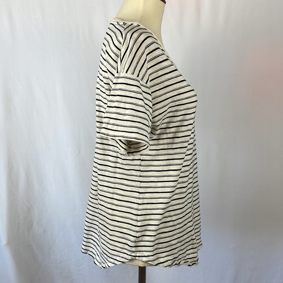 Madewell Ivory with Black Stripes 100% Cotton "This or That" Tee - Size Medium - Picture 8 of 13